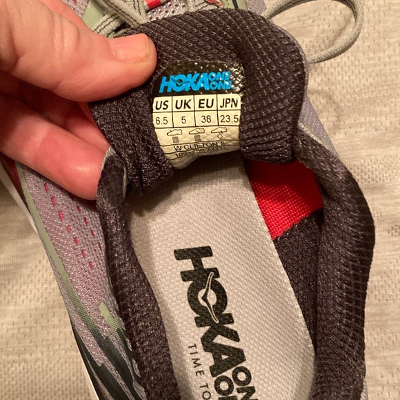 Hoka Gray and Red Athletic Shoes - Picture 6 of 7